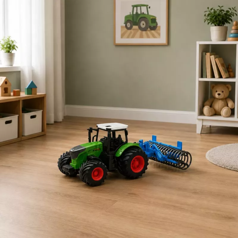 LEAN TOYS Agricultural Farm Tractor with Roller Green 1:24