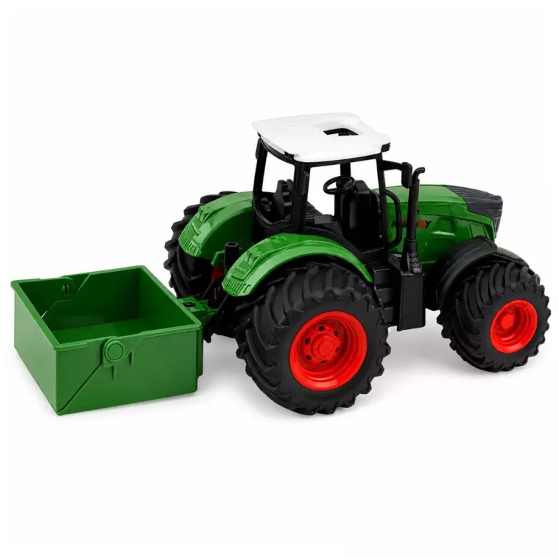 LEAN TOYS Agricultural Farm Tractor With Fertilizer Spreader Rubber Wheels Green 1:24