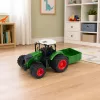 LEAN TOYS Agricultural Farm Tractor With Fertilizer Spreader Rubber Wheels Green 1:24