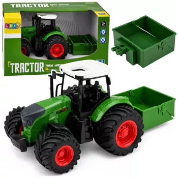 LEAN TOYS Agricultural Farm Tractor With Fertilizer Spreader Rubber Wheels Green 1:24