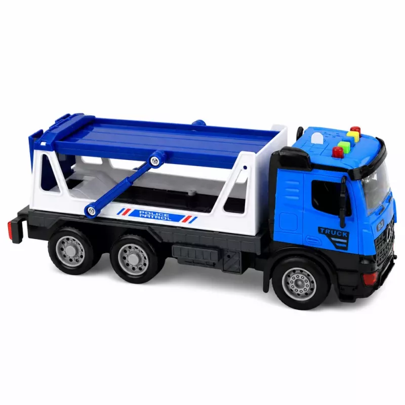 LEAN TOYS Police Tow Truck with Patrol Car Vehicle Set Lights Sounds Blue