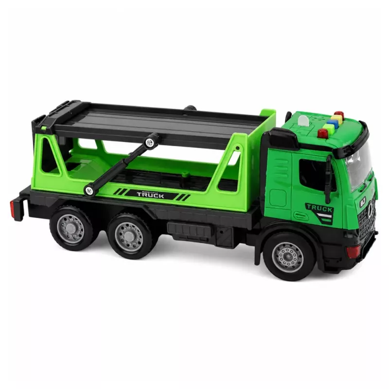 LEAN TOYS Tow Truck Garbage Truck Vehicle Set Lights Sounds Green