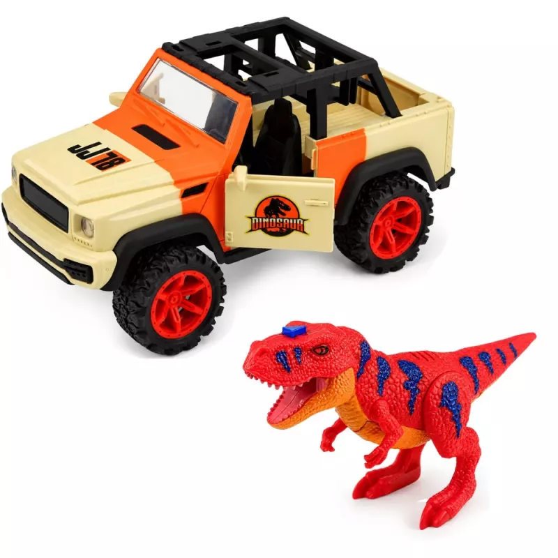 LEAN TOYS Off-Road Vehicle with T-Rex Dinosaur Lights, Sounds, Opening Doors