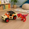 LEAN TOYS Off-Road Vehicle with T-Rex Dinosaur Lights, Sounds, Opening Doors