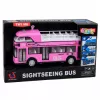 LEAN TOYS Double-Decker City Bus Opening Doors Lights Sounds Pink