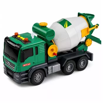 LEAN TOYS Concrete Mixer Truck With Rotating Drum Lights Sounds Green