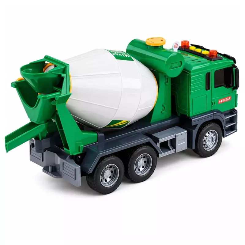 LEAN TOYS Concrete Mixer Truck With Rotating Drum Lights Sounds Green