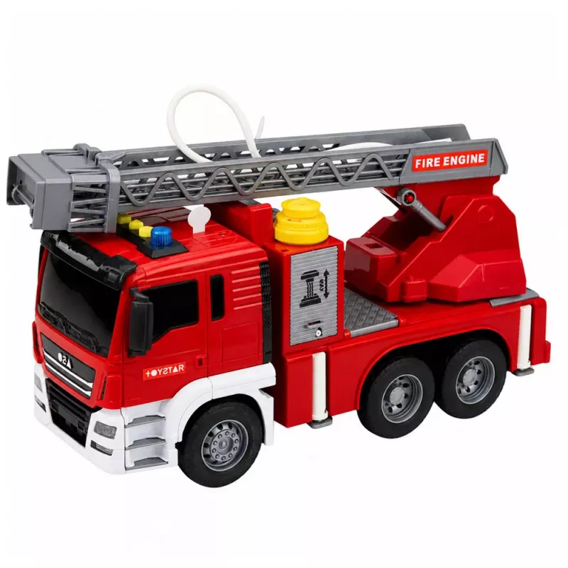 LEAN TOYS Fire Truck with Boom, Water Pouring Function, Lights and Sounds
