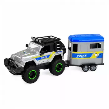 LEAN TOYS Police Off-road Vehicle Horse Trailer Lights Sounds Set