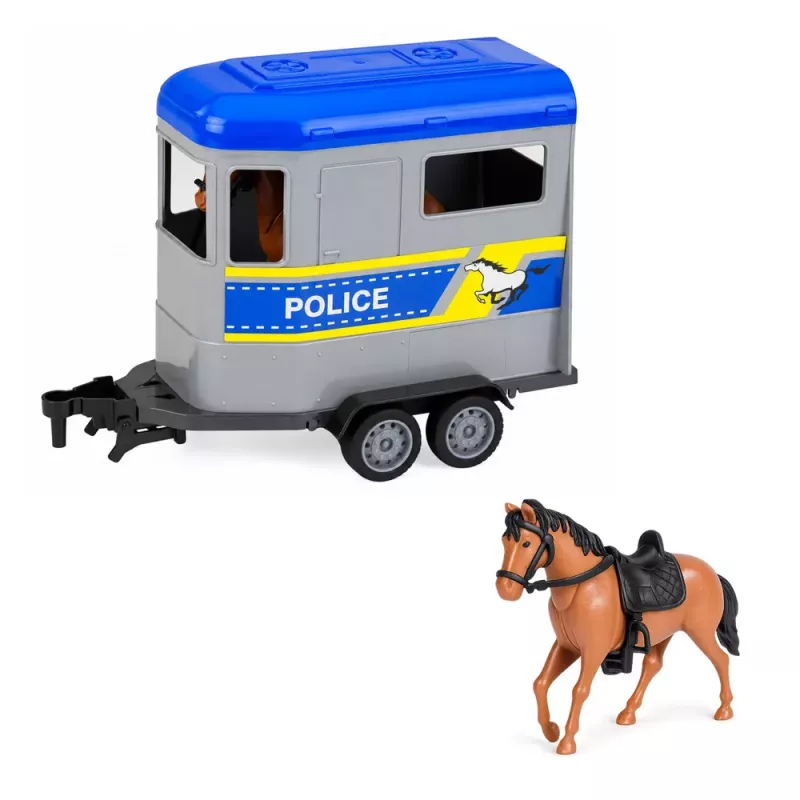 LEAN TOYS Police Off-road Vehicle Horse Trailer Lights Sounds Set