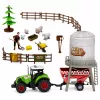 LEAN TOYS Farm Set with Tractor, Stable, Silo, Figures, Animals, Tools - 49 Pieces