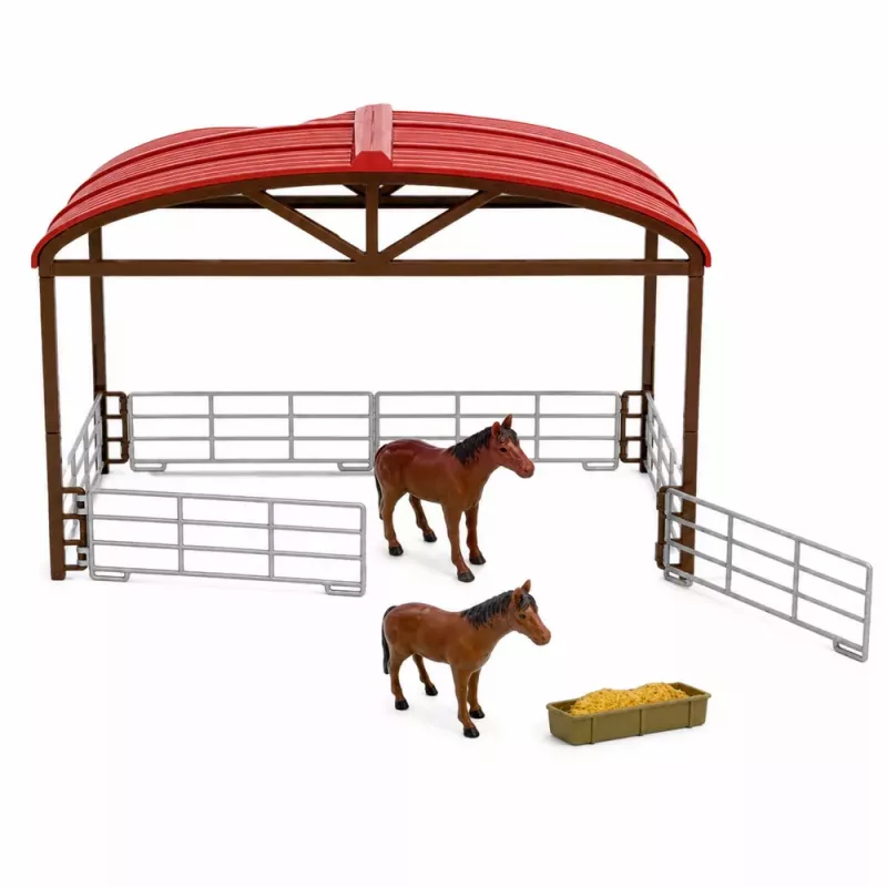 LEAN TOYS Farm Set with Tractor, Stable, Silo, Figures, Animals, Tools - 49 Pieces