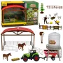LEAN TOYS Farm Set with Tractor, Stable, Silo, Figures, Animals, Tools - 49 Pieces
