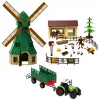 LEAN TOYS Farm Set with Tractor, Windmill, Stable, Trailer and Animal Figures, 45 Pieces