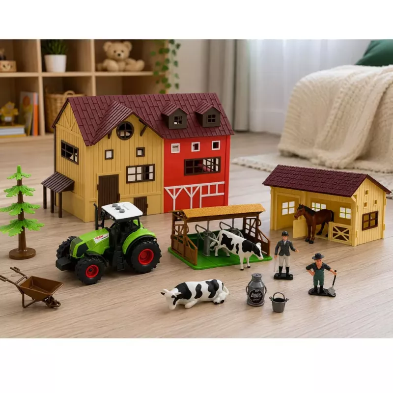 LEAN TOYS Farm Set With Tractor and Barn Animals Figures Accessories 37 pcs.