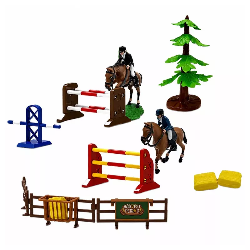 LEAN TOYS Set Farm Horse Stables Horse Jumping Hills Figures Accessories 69 pcs.