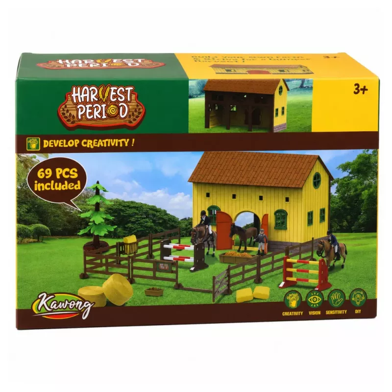LEAN TOYS Set Farm Horse Stables Horse Jumping Hills Figures Accessories 69 pcs.
