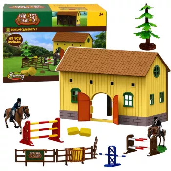 LEAN TOYS Set Farm Horse Stables Horse Jumping Hills Figures Accessories 69 pcs.