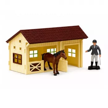 LEAN TOYS Set Farm Horse Stud Obstacle Course Stable Horses Figures 26 pcs.