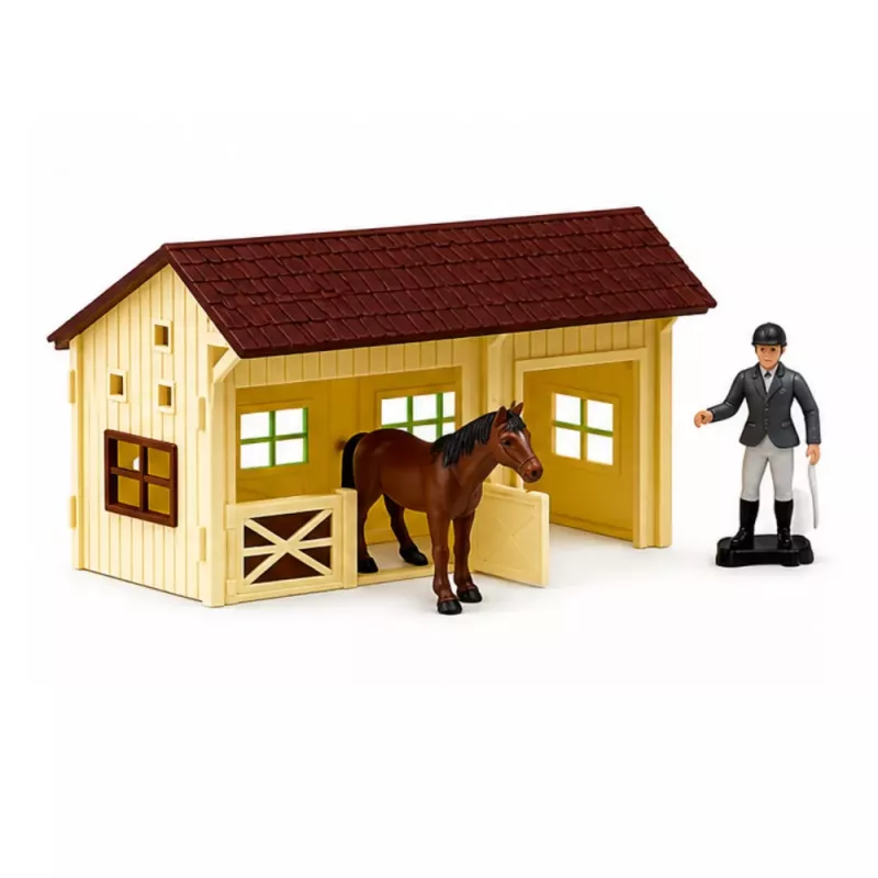 LEAN TOYS Set Farm Horse Stud Obstacle Course Stable Horses Figures 26 pcs.