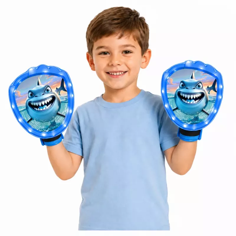LEAN TOYS Arcade Game for Throwing, Catching, Paddle, Glowing Balls, LED Shark