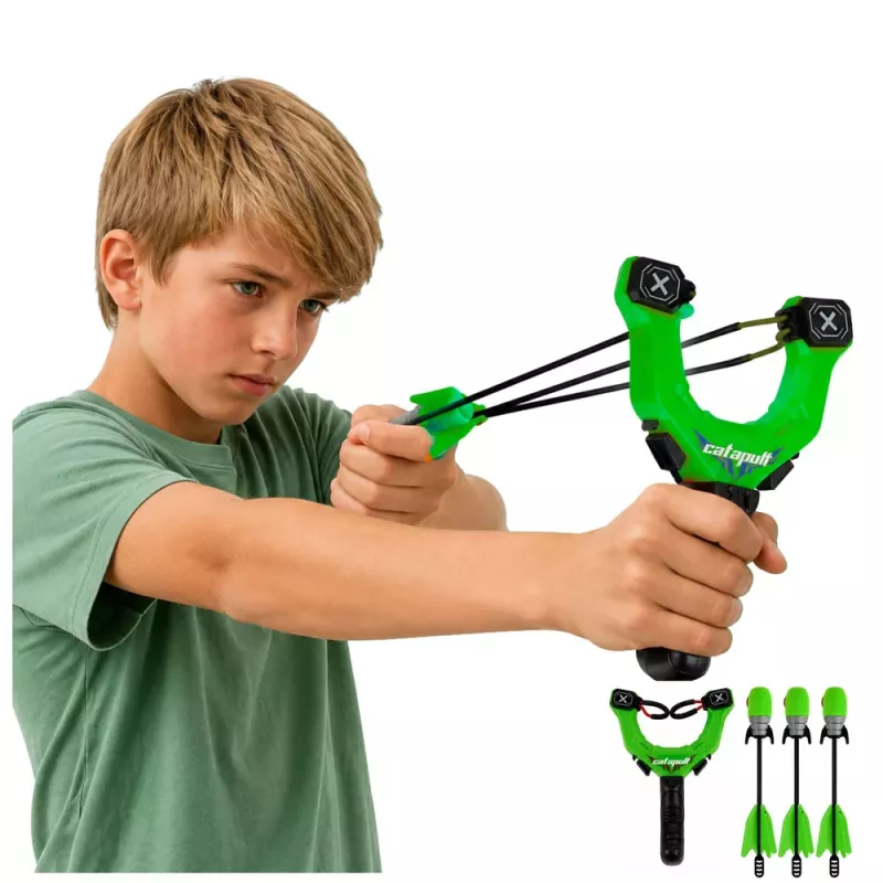 LEAN TOYS Sports Arcade Set Slingshot with Whistling Foam Arrows 15M