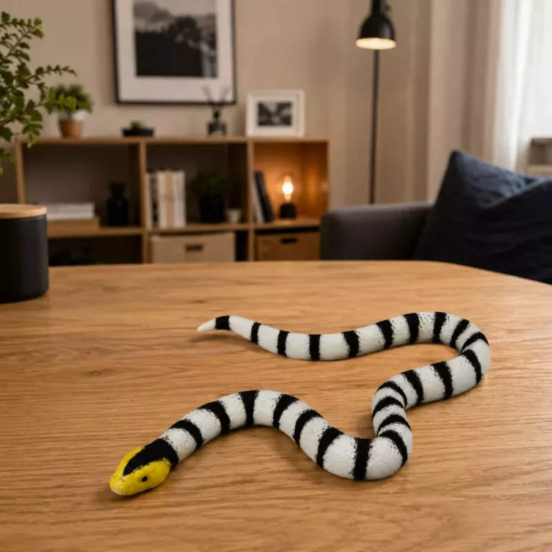 LEAN TOYS Rubber Snake Figurine Stretchable Realistic Black and White 33 cm