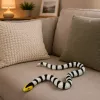 LEAN TOYS Rubber Snake Figurine Stretchable Realistic Black and White 33 cm