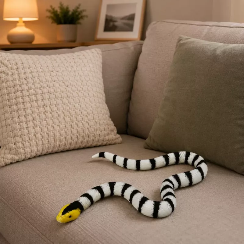 LEAN TOYS Rubber Snake Figurine Stretchable Realistic Black and White 33 cm
