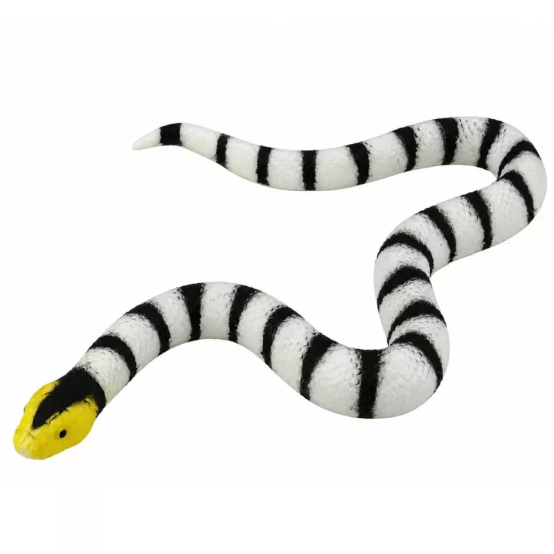 LEAN TOYS Rubber Snake Figurine Stretchable Realistic Black and White 33 cm