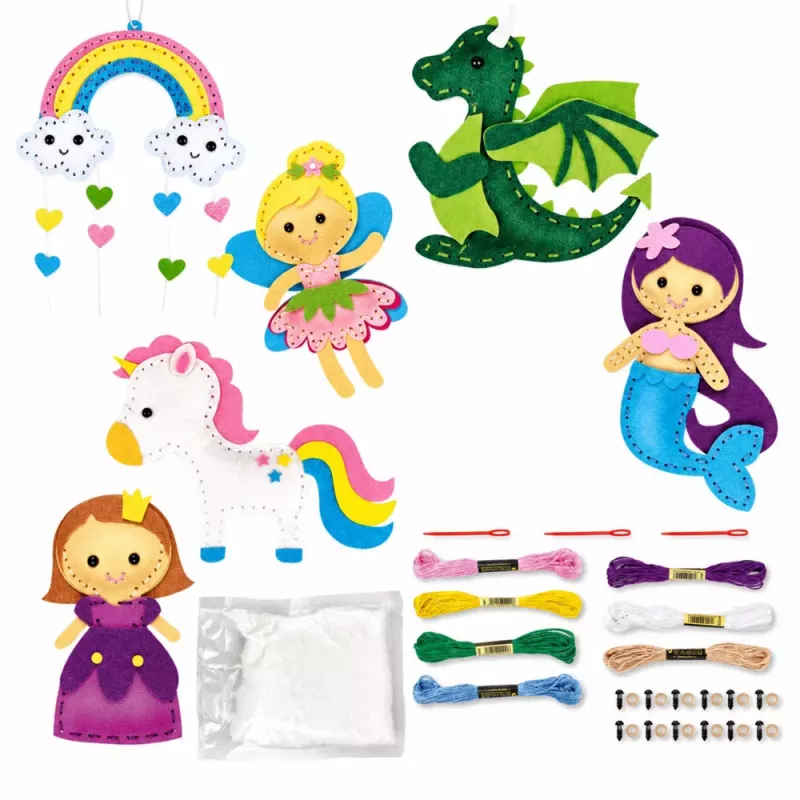 LEAN TOYS Creative Set of Felt Sewing Plush Toys Fairytale Land DIY 6 pcs.