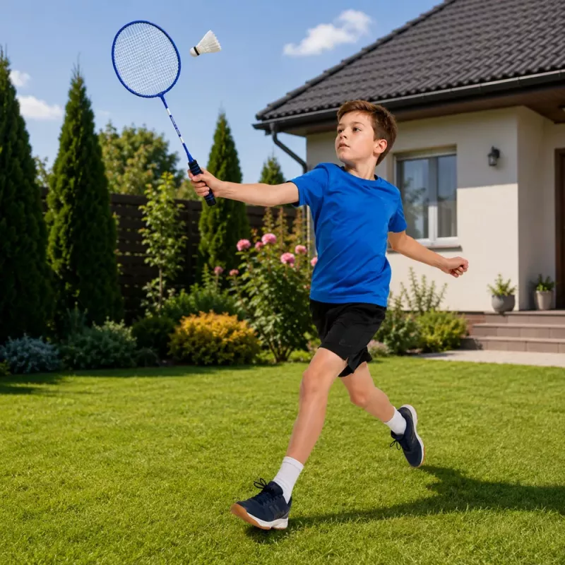 LEAN TOYS Badminton Set Rackets Shuttlecock Cover Blue