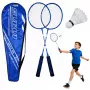 LEAN TOYS Badminton Set Rackets Shuttlecock Cover Blue
