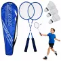LEAN TOYS Badminton Set with 2 Rackets, 3 Shuttlecocks, and Carry Cover - Blue
