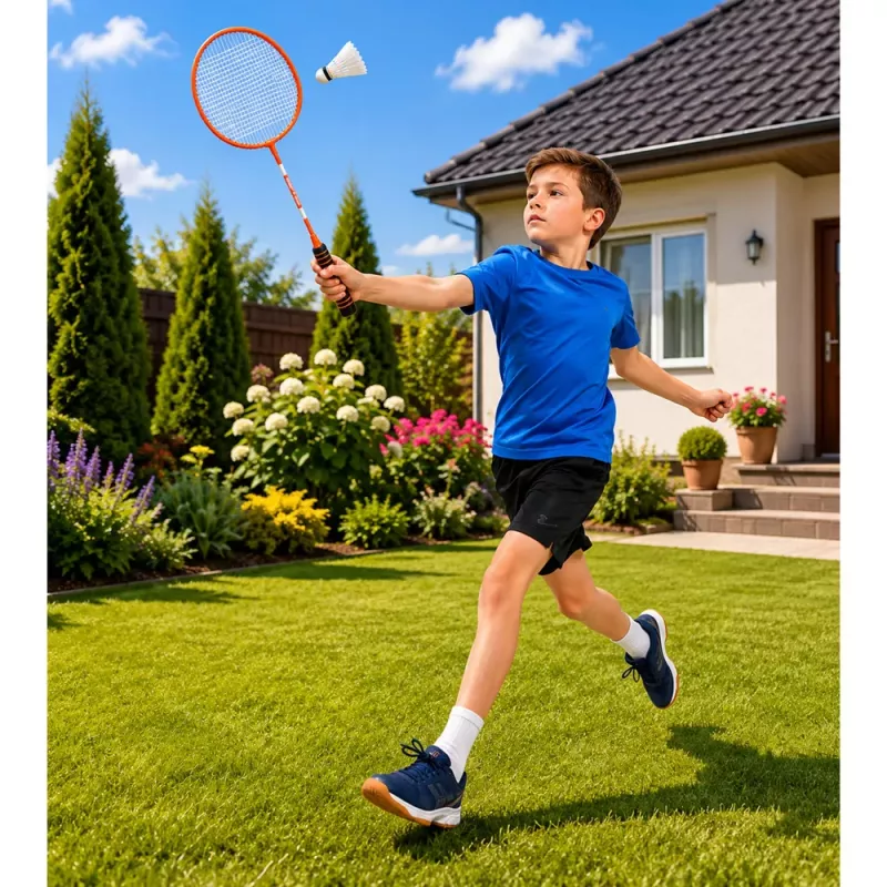 LEAN TOYS Badminton Set, 3 Rackets, Shuttlecocks, Orange Case
