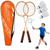 LEAN TOYS Badminton Set, 3 Rackets, Shuttlecocks, Orange Case