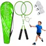 LEAN TOYS Badminton Set with 2 Rackets, 3 Shuttlecocks, and Cover, Green