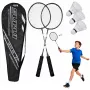 LEAN TOYS Badminton Set 2 Rackets 3 Shuttlecocks Carry Cover Black