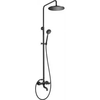 DEANTE Shower Head with Bathtub Faucet - Chrome Wall-Mounted Two-Handle Bath Mixer with Hand Shower, 150 cm Hose, Ceramic Cartridge