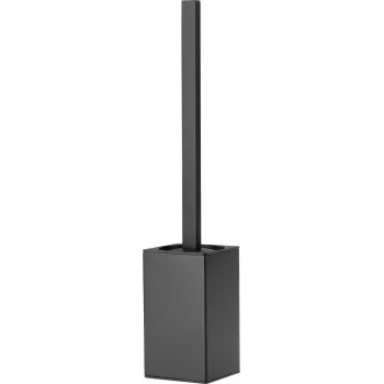 DEANTE Freestanding Toilet Brush Set with Holder – Black, Polyresin, Stainless Steel, Replaceable Brush Head