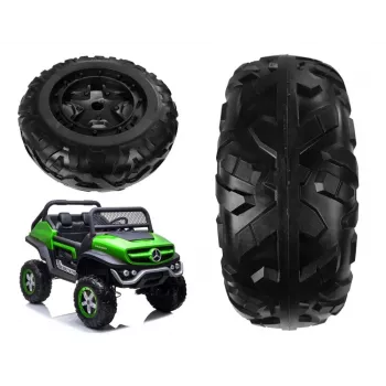 LEAN CARS Replacement Wheel for Mercedes Unimog Electric Ride-On Car - Black, 320mm