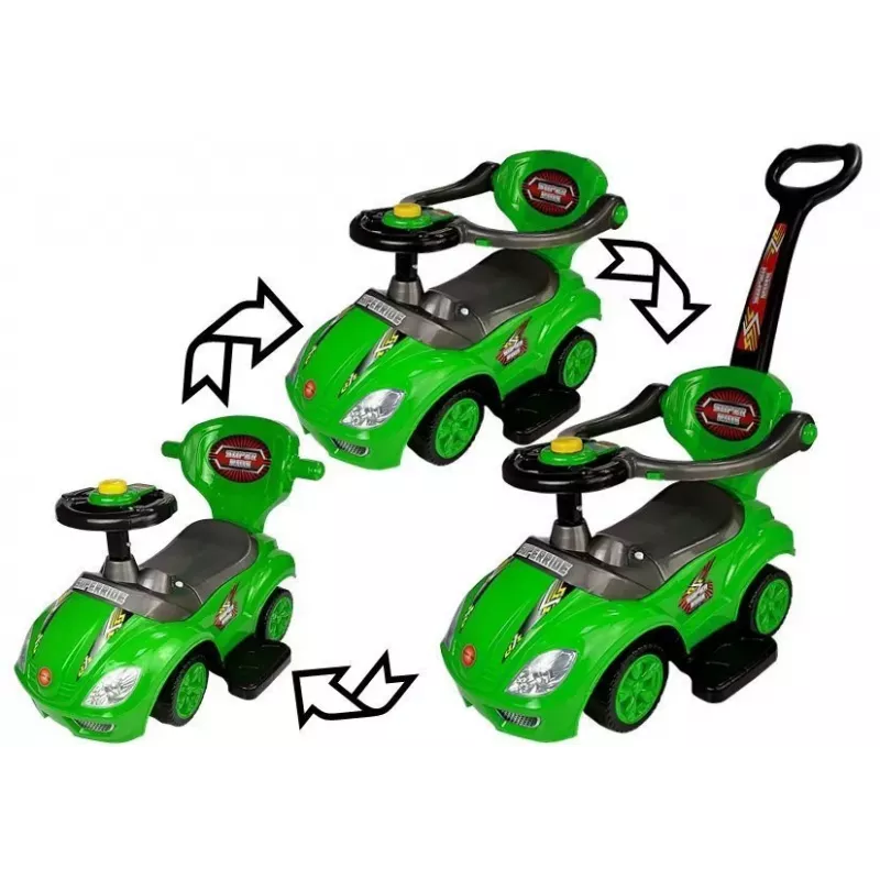 LEAN CARS Toddlers Ride On Push Along with Parent Handle Mega Car 3in1 Green