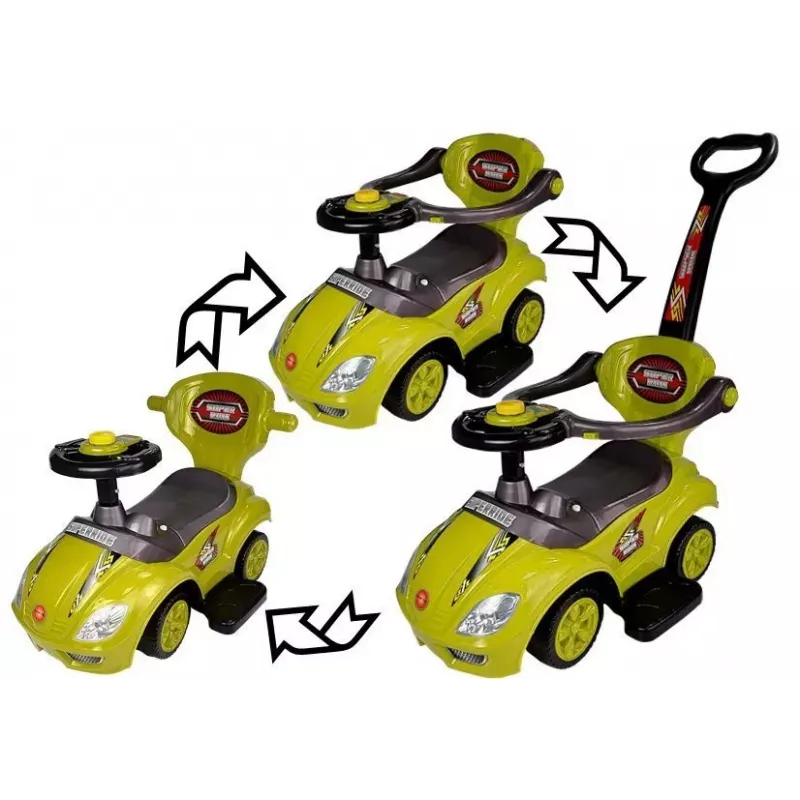 LEAN CARS Toddlers Ride On Push Along with Parent Handle Mega Car 3in1 Yellow