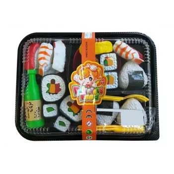 LEAN TOYS Children's Sushi Set with Cutlery - 27 Pieces Wooden Pretend Play Food