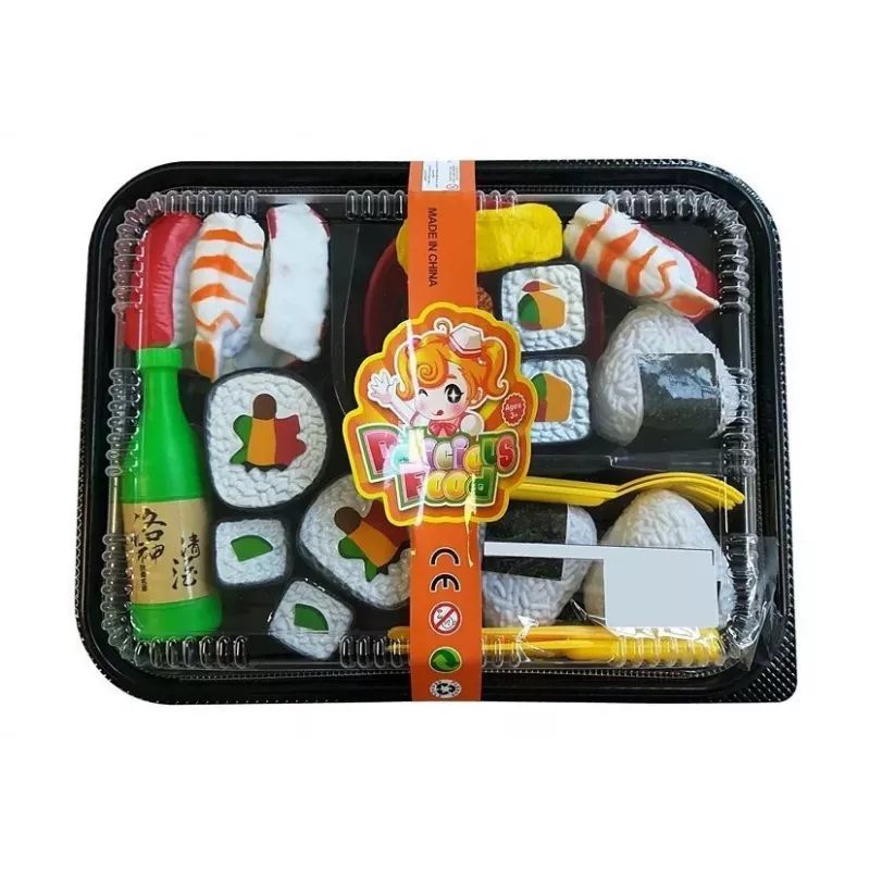 LEAN TOYS Children's Sushi Set with Cutlery - 27 Pieces Wooden Pretend Play Food