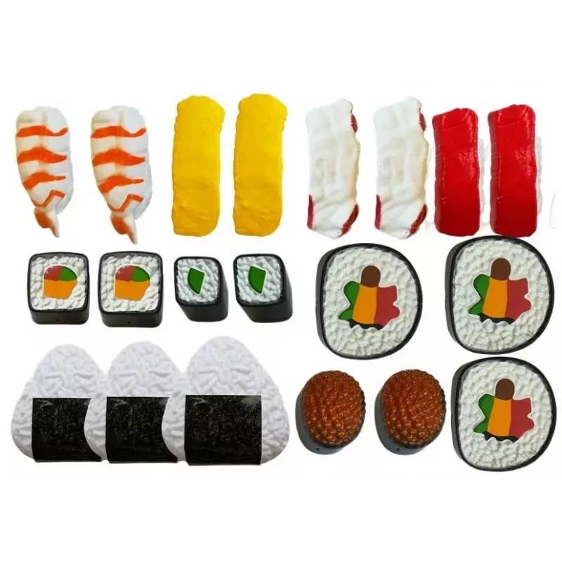 LEAN TOYS Children's Sushi Set with Cutlery - 27 Pieces Wooden Pretend Play Food