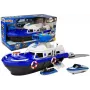 LEAN TOYS Police Transport Boat with Cars, Sounds and Lights