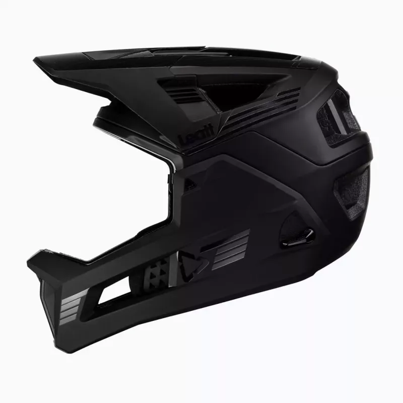 LEATT MTB Enduro 4.0 V23 Bicycle Helmet with Removable Chin Bar, Size L, Black