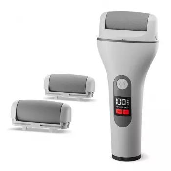 Ray Battler RB 0018 Callus Remover - Electric Rechargeable Foot File with 3 Roller Heads, IPX7 Waterproof, Wet & Dry Use