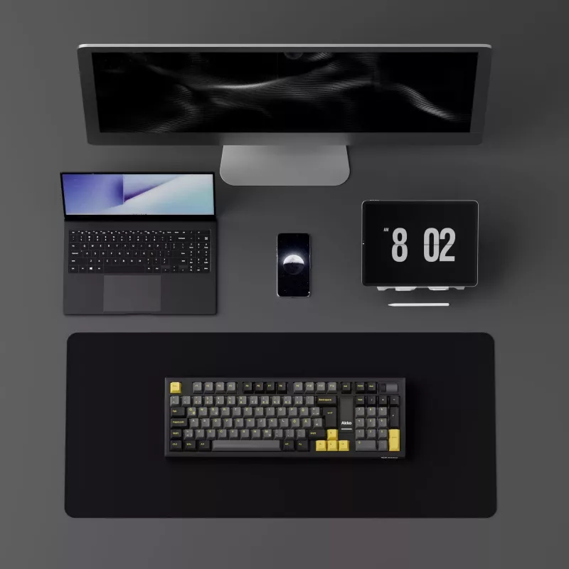 AKKO 5098B Mechanical Keyboard, 98-Key, Black & Gold, Hot-Swappable, RGB, Triple Mode (USB-C/2.4GHz/Bluetooth 5.0), Akko CS Jelly White Linear Switches, PBT ASA Keycaps, 3000mAh
